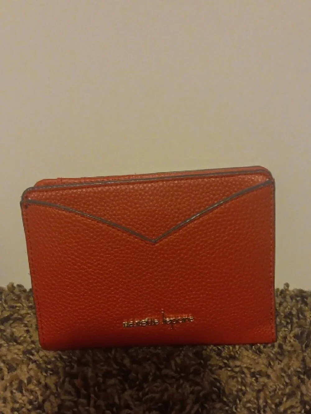 Nanette Lepore Red Leather Card Wallet with Patterned Accent